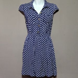 Blue dress with white arrow pattern
